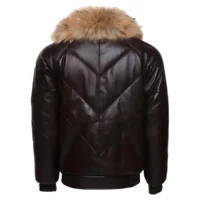 Back mens leather bomber jacket