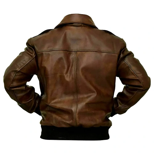 Mens Leather Bomber Jacket Aviator Flight Style