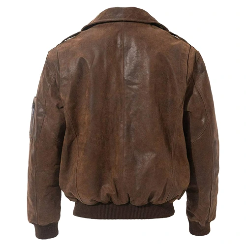 Mens Leather Bomber Jacket Air Force Aviator Style