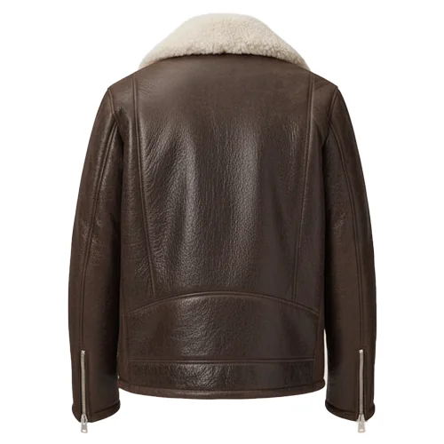 Premium Leather Jacket Shearling Biker Style Classic Fit