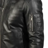 Black (1) mens leather bomber jacket