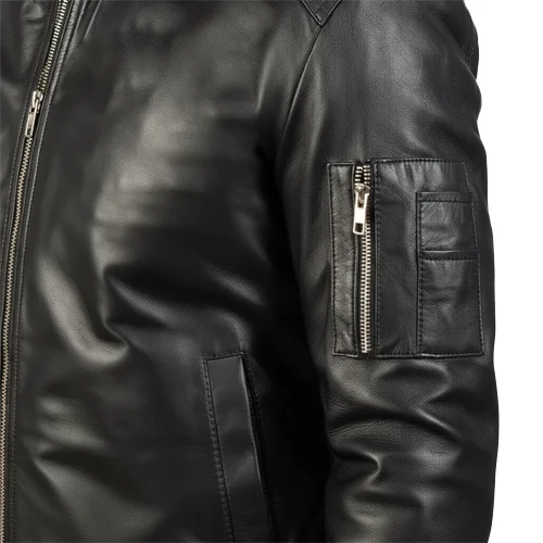 Black (1) mens leather bomber jacket