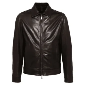zip-up leather jacket