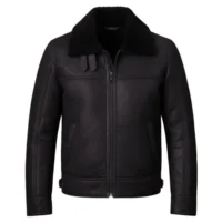 Black sheepskin leather jacket