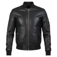 Black (2) mens leather bomber jacket