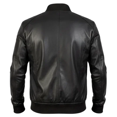 Black (3) mens leather bomber jacket