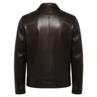 Black zip-up leather jacket