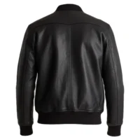 Black Back mens leather bomber jacket