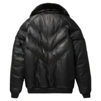 Black Back mens leather bomber jacket