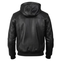 Black Back Mens Leather Bomber Jacket