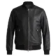 Black Front mens leather bomber jacket