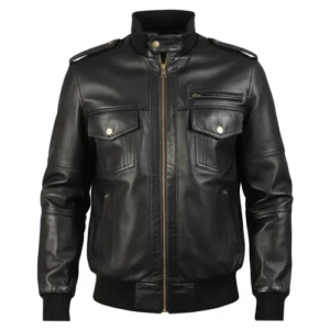 Mens Leather Bomber Jacket