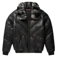 Black Front mens leather bomber jacket