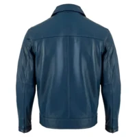Blue 1 mens leather blazer
