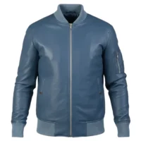 Blue (1) mens leather bomber jacket