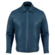 Blue mens leather blazer