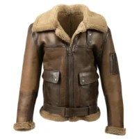 Brown 1 shearling leather bomber jacket
