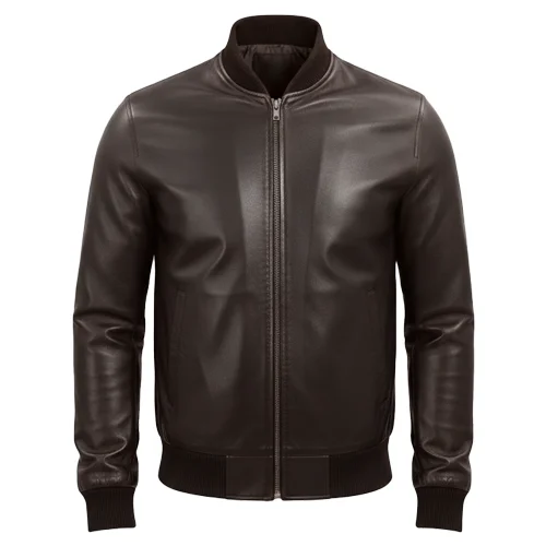 Brown (1) mens leather bomber jacket