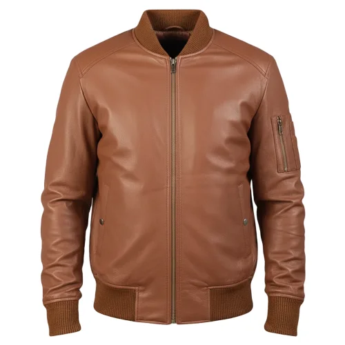 Brown (2) mens leather bomber jacket