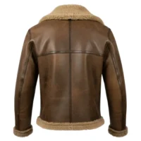 Brown shearling leather bomber jacket