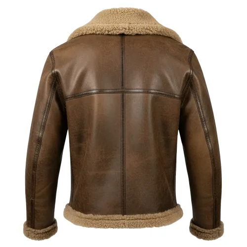 Shearling Leather Bomber Jacket Classic Aviator Style