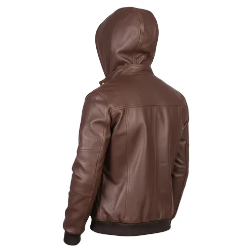 Brown Back Mens Leather Bomber Jacket