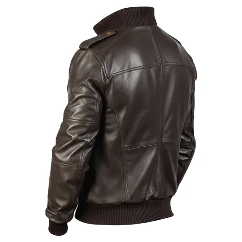 Brown Back Mens Leather Bomber Jacket