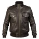 Brown Front Mens Leather Bomber Jacket