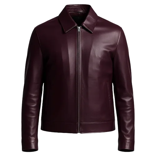 Burgundy 1 mens leather blazer