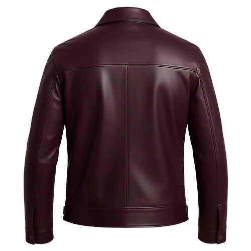 Burgundy mens leather blazer