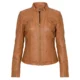 Cognac womens leather jacket