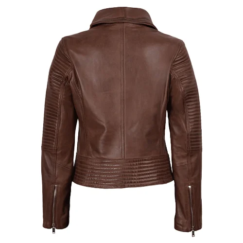 Premium Womens Leather Jacket Asymmetrical Biker Style