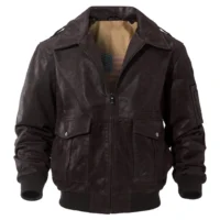 Dark Brown 1 Mens Leather Bomber Jacket