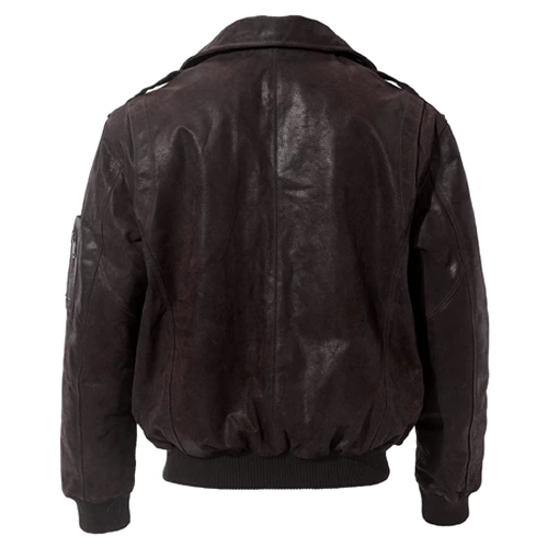 Dark Brown Mens Leather Bomber Jacket