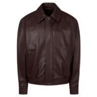 Dark Red 3 faux leather jacket