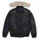 Distressed Black Front with Fur mens leather bomber jacket