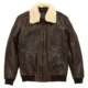 Distressed Brown Front with Fur mens leather bomber jacket
