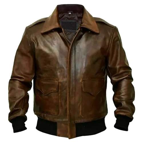 Mens Leather Bomber Jacket Aviator Flight Style