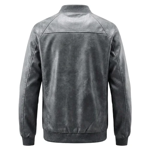 Gray 2 mens leather bomber jacket