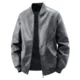 Gray mens leather bomber jacket