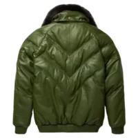 Olive Back (2) mens leather bomber jacket