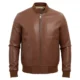 Tan (2) mens leather bomber jacket