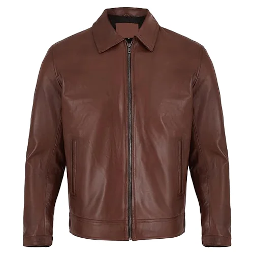 Tan mens leather blazer