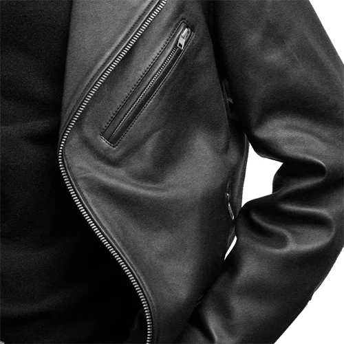 Upper Pocket mens leather bomber jacket