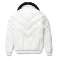 White Back (2) mens leather bomber jacket