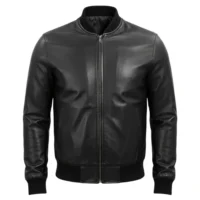 black (1) mens leather bomber jacket