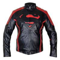 Black Red Front Superman Leather Jacket