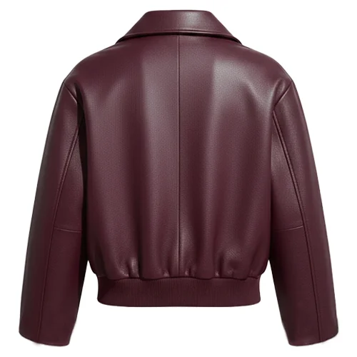 Womens Leather Bomber Jacket Oversized Vintage Style