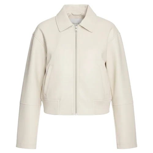 Womens Leather Bomber Jacket Sleek Modern Design