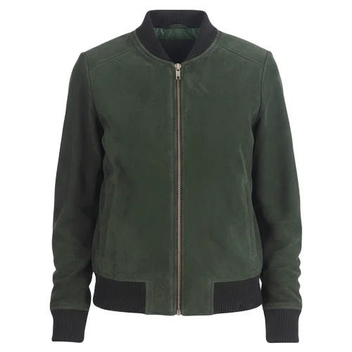 Womens Leather Bomber Jacket Sheepskin Quilted Lining